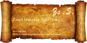 Zselinszky Sára névjegykártya