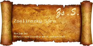 Zselinszky Sára névjegykártya